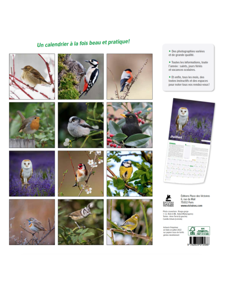Oiseaux de nos jardins - Calendrier 2023