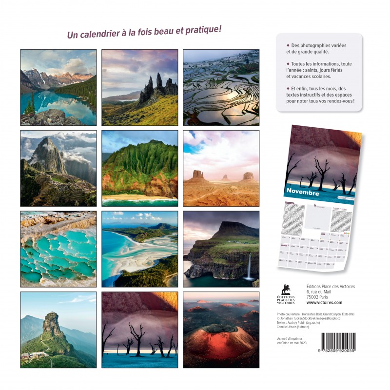 Calendrier paysages fascinants 2024