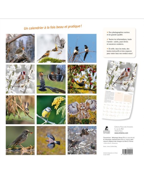 Calendrier Oiseaux de nos jardins 2026