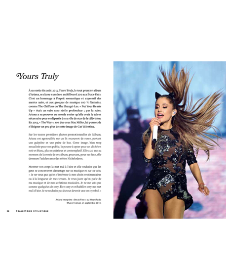 Livre illustré sur la vie d'Ariana Grande, icône de la mode