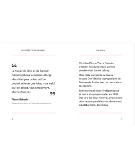 Dans la collection « Little Guide », un livre de citations illustré de photos de défilés, dédié à la célèbre marque Balmain.