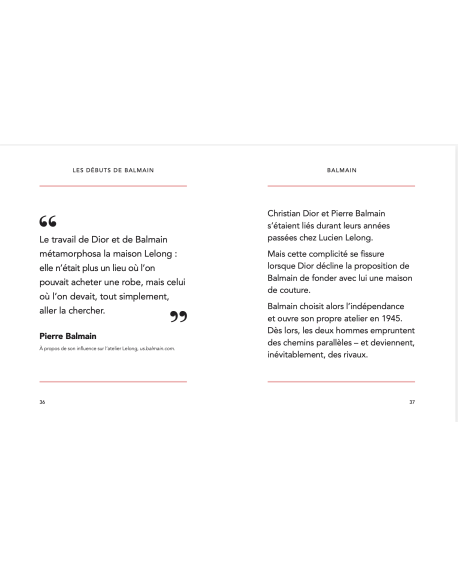 Dans la collection « Little Guide », un livre de citations illustré de photos de défilés, dédié à la célèbre marque Balmain.