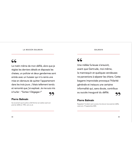 Dans la collection « Little Guide », un livre de citations illustré de photos de défilés, dédié à la célèbre marque Balmain.